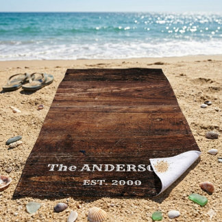 Rustikales Scratched Wood Personalisiert Strandtuch