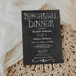 Rustikales Script Chalkboard Hochzeit Probe Dinner Einladung