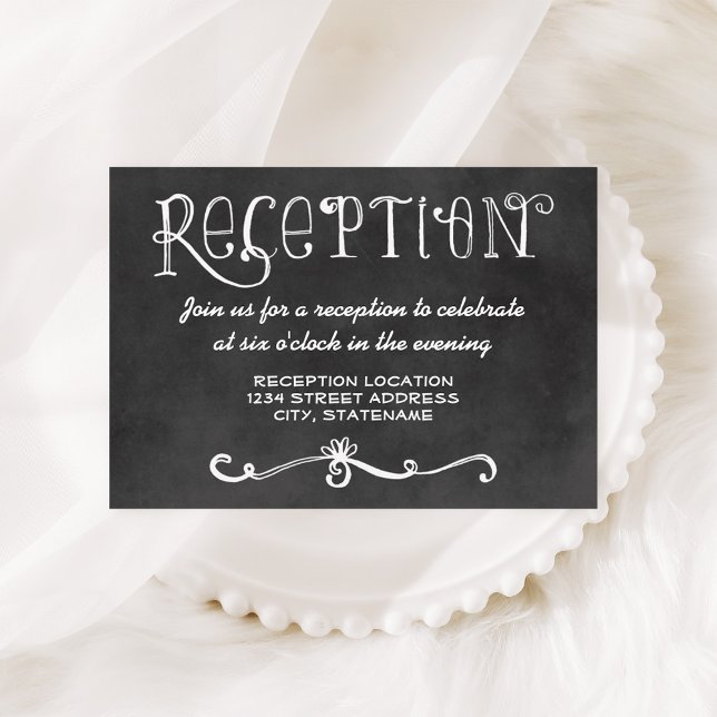 Rustikales Script Chalkboard Hochzeitsempfehlung s Begleitkarte (Von Creator hochgeladen)