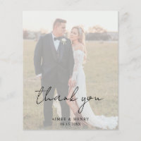 Rustikales Script Foto Hochzeit Danke Karte