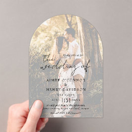 Rustikales Script-Foto Moderne Hochzeit Acryleinladungen