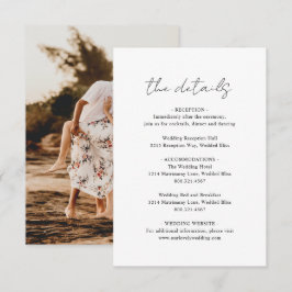 Rustikales Script-Foto Moderne Hochzeit Begleitkarte