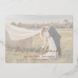 Rustikales Script Foto Moderne Hochzeit Danke Kart Folieneinladung