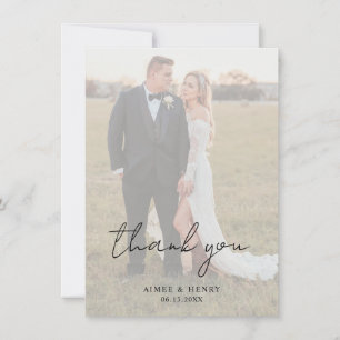 Rustikales Script-Foto Moderne Hochzeit Dankeskarte