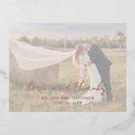 Rustikales Script-Foto Moderne Hochzeit Vielen Dan Folie Einladungspostkarte