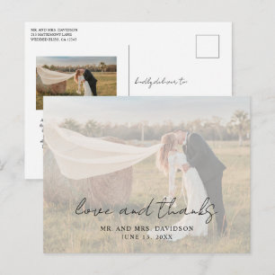 Rustikales Script-Foto Moderne Hochzeit Vielen Dan Postkarte