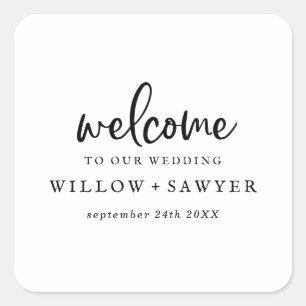 Rustikales Script-Wedding Welcome Square Sticker