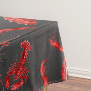 Rustikales Seafood Muster Dunkelgrau Langusten Hum Tischdecke