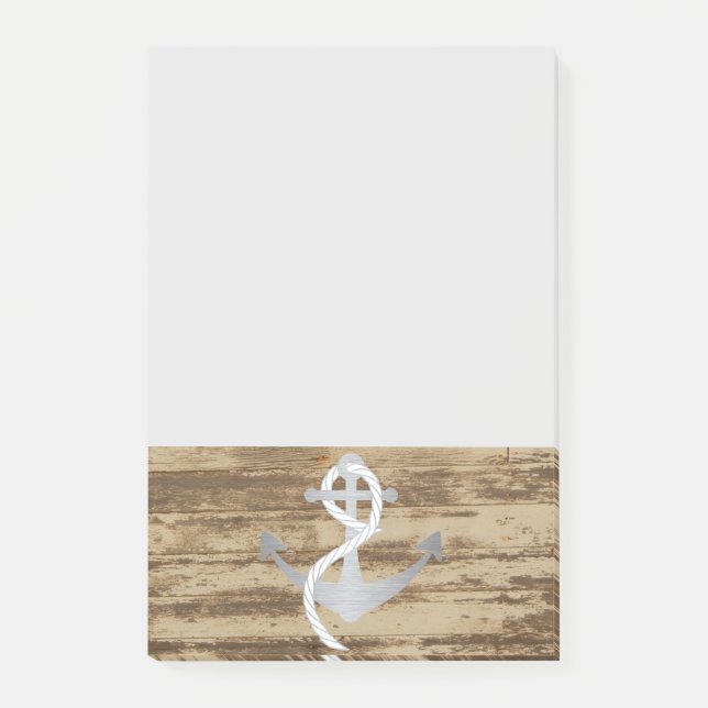 Rustikales Seeanker-Seemann-Boots-Segelboot Post-it Klebezettel (Vorderseite)
