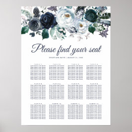 Rustikales Seekartenmeer Hochzeit von 12 Tischen Poster