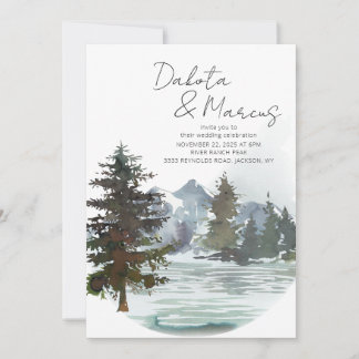 Rustikales Seenwaldgebiet Hochzeitsziel Einladung