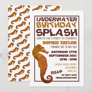 Rustikales Seepferd, Aquatic Birthday Party Einladung