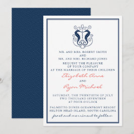 Rustikales Seepferd Hochzeit Einladung - Marine un