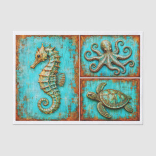 Rustikales Seepferdchen-Oktopus-Schildkröten-Set R Seidenpapier