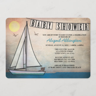 Rustikales Segelboot-SeeBabyparty-Einladungen Einladung