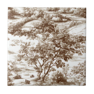 Rustikales Sepia-Homestead-Kürbis-Toile-Muster Fliese