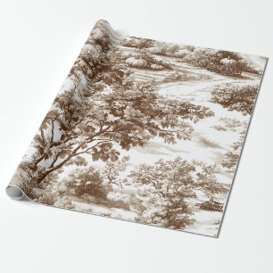 Rustikales Sepia-Landgut-Kürbis-Toile-Muster Geschenkpapier