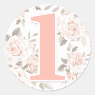 Rustikales Shabby Chic Rose 1. Geburtstag Party Runder Aufkleber