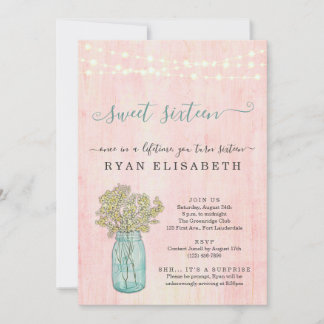 Rustikales Shabby Chic überrascht 16 . Geburtstag Einladung