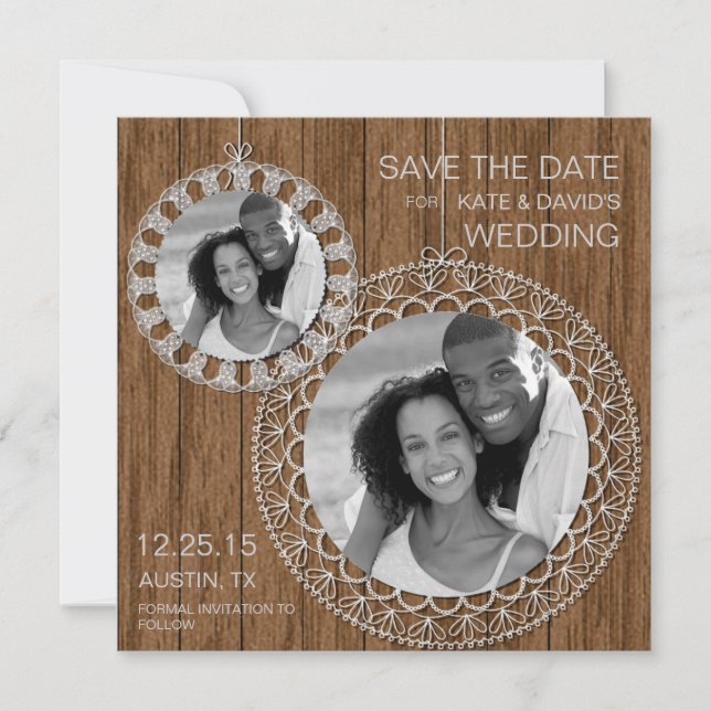 Rustikales Shabby Country Wedding Foto Save the Da Date (Vorderseite)