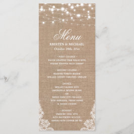 Rustikales Shabby Wedding Menu | String Lights Lig Menükarte