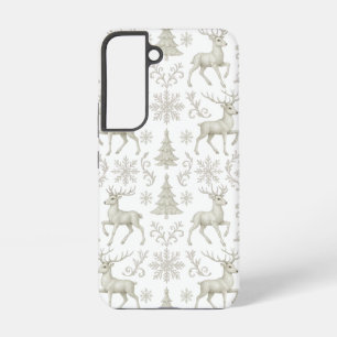 Rustikales, Silber/Weiß modernes Weihnachtsmuster Samsung Galaxy Hülle