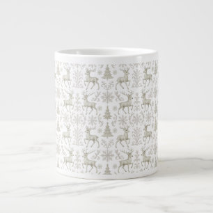 Rustikales, Silber/Weißes modernes Weihnachtsmuste Jumbo-Tasse