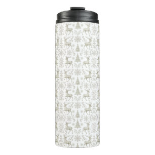 Rustikales, Silber/Weißes modernes Weihnachtsmuste Thermosbecher