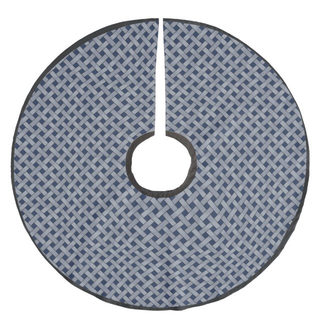 Rustikales Silberwicker auf Custom Dunkelblau Polyester Weihnachtsbaumdecke (Vorderseite)