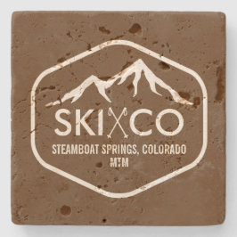 Rustikales Ski-Gebirgsmonogramm Steamboat Springs Steinuntersetzer