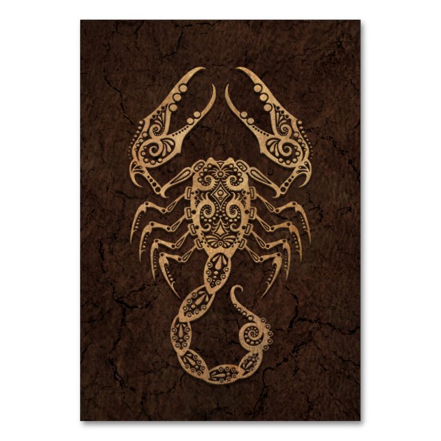 Rustikales Skorpio Zodiaka Anzeichen auf Stone Eff Tischnummer (Vorderseite)