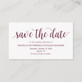 Rustikales Skript, Burgund, Hochzeit Speichern Sie Begleitkarte