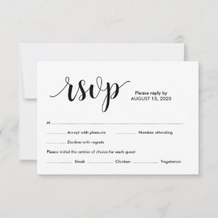 Rustikales Skript, Schwarzer Schriftart, Hochzeits RSVP Karte
