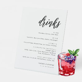 Rustikales Skript Wedding Bar Menu Drink Menü Sockelschild