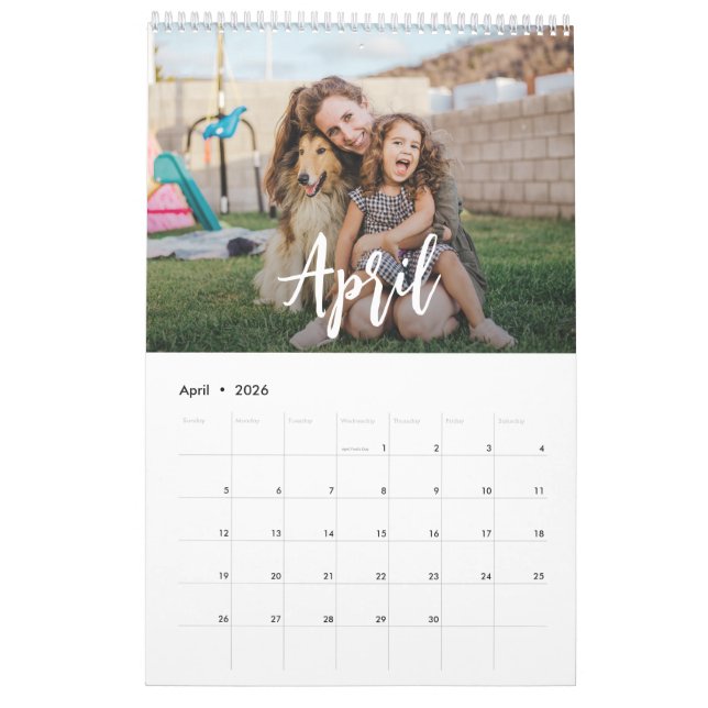 rustikales Skriptfamilie Foto Kalender (Apr 2026)