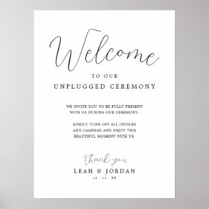 Rustikales SkriptWedding Uplugged Ceremony Sign Poster