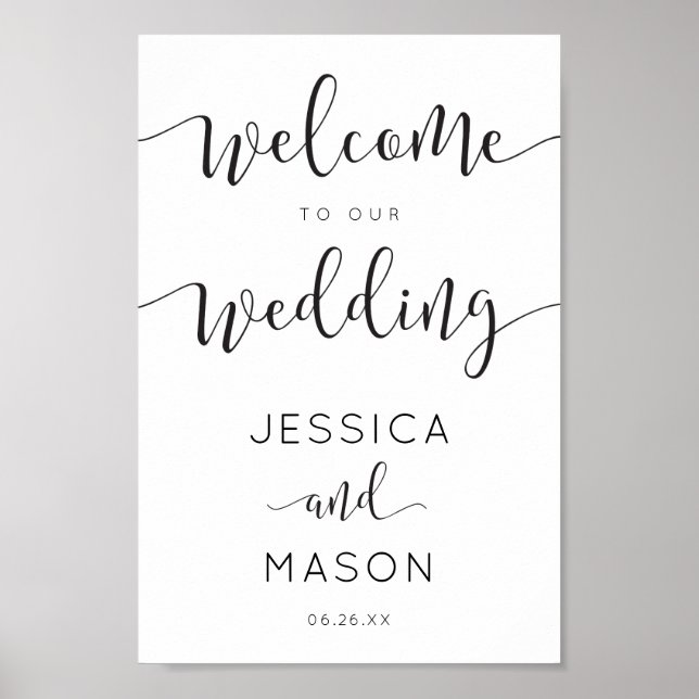 Rustikales SkriptWedding Willkommenszeichen Poster (Vorne)