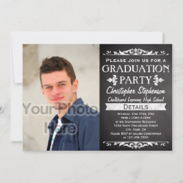 Rustikales Slate Vintag Custom Graduation Party Fo Einladung