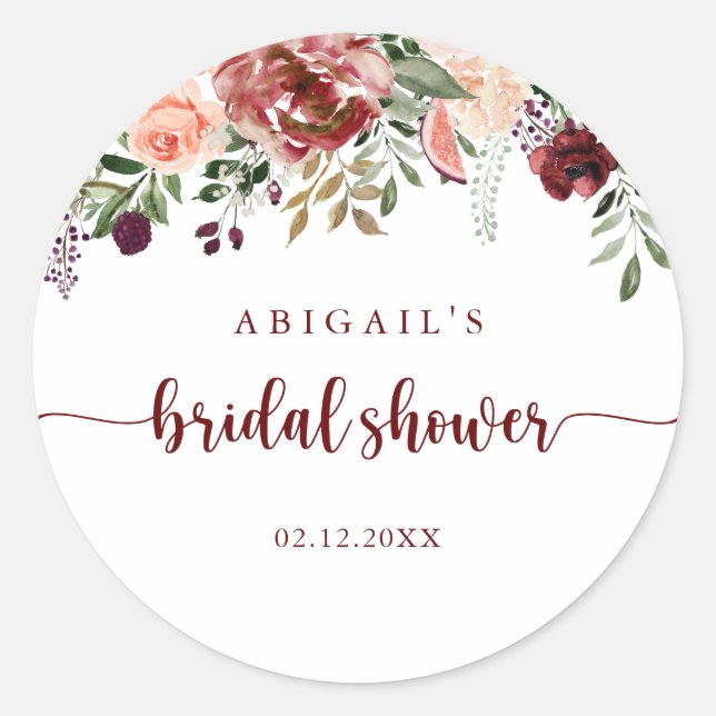 Rustikales Sommer Floral Brautparty Gefallen Runder Aufkleber (Vorderseite)
