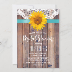 Rustikales Sonnenblumen-Brautparty Laked Barn Wood Einladung