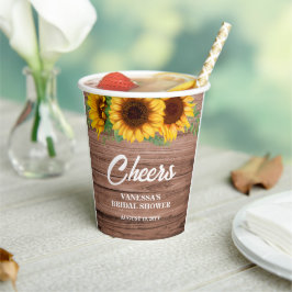 Rustikales Sonnenblumen-Brautparty Pappbecher