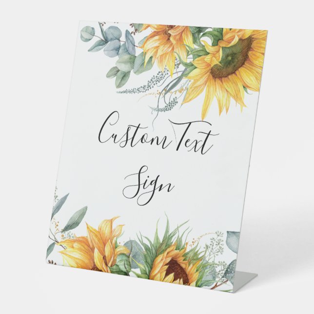 Rustikales Sonnenblumen-Brautparty Sockelschild (Vorderseite)