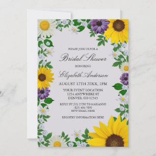 Rustikales Sonnenblumen Daisy Floral Brautparty Einladung