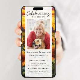 Rustikales Sonnenblumen Foto Beerdigung Digitaler  Einladung