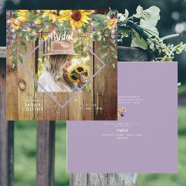 Rustikales Sonnenblumen Foto Brautparty Holz Einladung