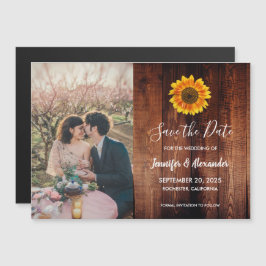 Rustikales Sonnenblumen-Foto Save the Date magneti Magneteinladung