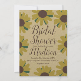 Rustikales Sonnenblumen Grenada Brautparty Einladung