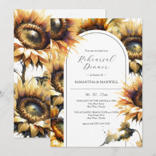 Rustikales Sonnenblumen Hochzeitessen Probe Einladung