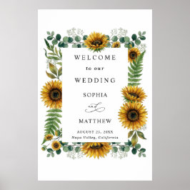 Rustikales Sonnenblumen-Hochzeitsposter Poster