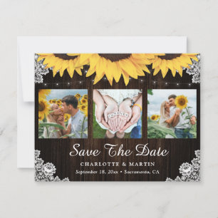 Rustikales Sonnenblumen-Hochzeitssemble-Foto Save  The Date